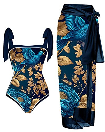 Femme 1 Pieces Maillot De Bain avec Paréo Sexy Creux Chic Gainant Ventre Plat Col en V Femme Monokini été 2023 Grande Taille Retro Vintage Océan Plage Sport Natation Piscine