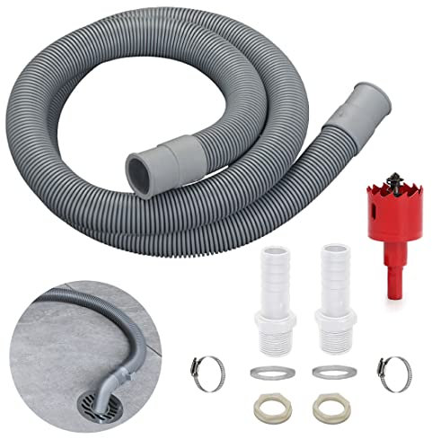 Amindz kit de raccordement pour citerne de Pluie,recuperateur d Eau de Pluie Tuyau de raccordement de 100 cm et 2 raccords de Tuyau de 20 mm avec Contre-écrou, raccord pour citernes de Pluie