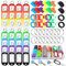 xianzhanEU 128 pcs Capuchon Clé, Cap Clé Colorées Avec BoîTe Anneau Porte Clé pour éTiquettes D'Identification, Clés de Bagage et Clés D'Organisation (4 spécifications)