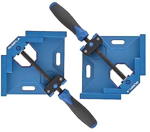 Gunpla 2PCS Right Angle Clamp Set (Large), Woodworking 90 Degree Corner Clamps, Aluminium Alloy Vice Swing Adjustable Jaw Durable Clip Tools for Single Handed Furniture Cabinets Cupboards Assembling
