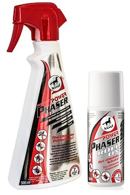 Leovet Power Phaser Horse Fly Spray 500ml and Leovet Power Phaser Roll On Pony/Horse Fly Repellent 75ml | Pack of 2