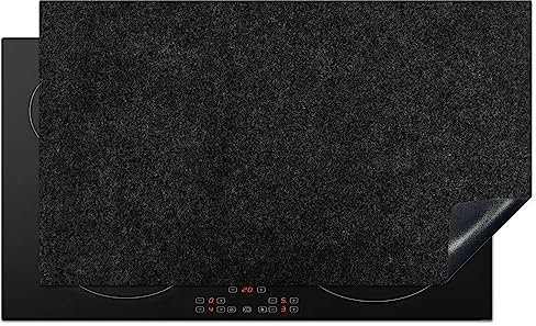 KitchenYeah© Herdabdeckplatte Einteilig Küche Ceranfeld Abdeckplatte Cerankochfeld Abdeckung Induktionskochfeld Schutzmatte Granite - Schwarz - Design - Stein - 90x52 cm