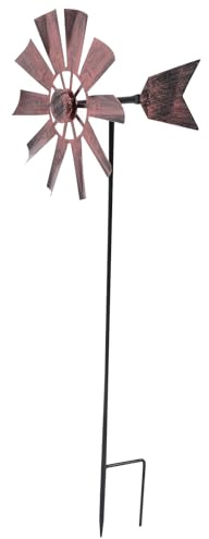 VOSAREA Outdoor Yard Windmill Wrought Iron Metal Windmill Metal Wind Spinner Wind Sculptures Spinners Yard Decor Pinwheel for Garden Yard Lawn Patio Decoration