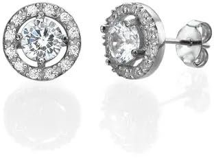 Myka - Designer Ohrringe, rund, Zirkonia, Sterling-Silber 0,925, zierliches Geschenk fŸr Damen, Schmuck fŸr Weihnachten, Geburtstag, Muttertag (925er Sterlingsilber)