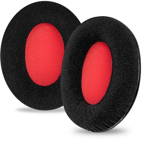 Linkidea Cuscinetti auricolari di ricambio per cuffie HyperX Cloud Stinger/Flight/X/II/III/Alpha/Core/Mix (velluto/nero/rosso)