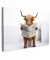 MuchoWow© Bild auf Leinwand Groß 120x80 cm XXL Schlafzimmer Bilder Wand Deko Wohnzimmer Modern Wanddeko Bilderwand Geschenk Schottisches Hochlandrind - Highland Cow - Zeitung - Toilette - WC - Kuh
