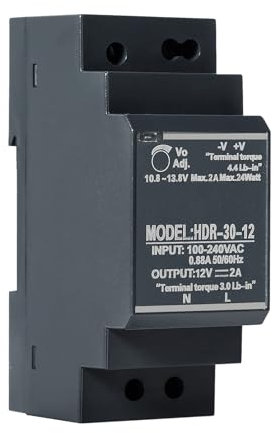 DEWIN Trasformatore per Guida DIN,30W 12V 2A Alimentatore Switching Alimentatore 12v DIN Alimentatore Industriale per Sistemi di Controllo Industriali (HDR-30W-12V 2A)