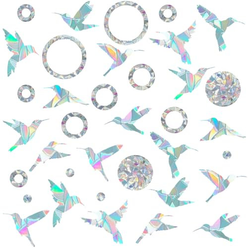 SPOKKI 36 Stücke Vogelschutz für Glasscheiben Unsichtbar, Suncatcher Sticker, Prisma Fensteraufkleber Vogelschutz Regenbogen Fensterfolie Reflektierende Aufkleber Vogelschutz Aufkleber Fenster