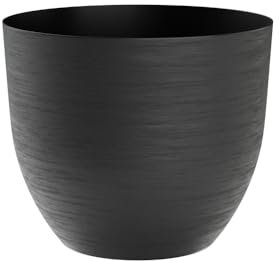 Teraplast Maceta Elegante con Cuenco Over, Maceta de Exterior e Interior Grande de Polietileno, Grosor 5 mm, diámetro 48 x 40 cm (48 cm de diámetro, Negro 48 cm)