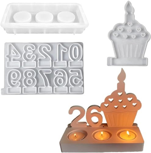ALEFBET Silikonformen Gießformen, Silikonform Kerzenhalter, Silikon Gießform Kerzenhalter, Silikonformen Kerzenhalter,Gipsformen zum Gießen (Geburtstag Kuchen)