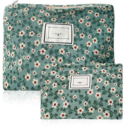 2 sacchetti per cosmetici, pratica borsa da toilette da viaggio, borsa per cosmetici, borsa per fiori, borsa per la conservazione, piccola borsa, set da donna, borsa per cosmetici (verde)