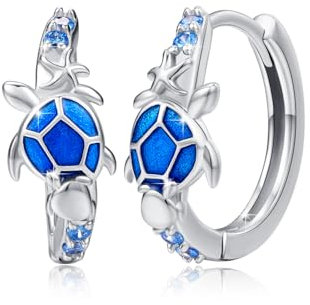 ABIGY Schildkröte Ohrringe 925 Sterling Silber Schildkröte Creolen Meeresthema Ohrringe Tier Schmuck Hypoallergene Schildkröten Schmuck Geschenke für Frauen Tochter Freundin