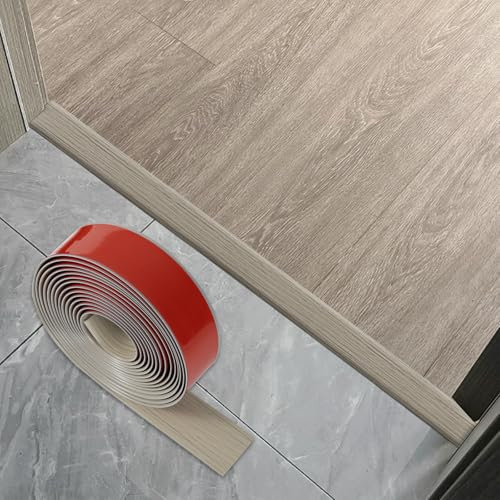 Self Adhesive Vinyl Floor Transition Strip, PVC Door Strip Threshold Bar Door, Laminate Floor Flat for Flooring Edge Trim Grey Wood 5cmX2m(1.96in, 6.5FT)