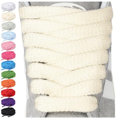 Stepace 2 Paires de Lacets Chaussures Plat Large de 15 mm, Lacet Gros et épais, Remplacement pour Chaussures de Sport, Baskets & Sneakers crème 120
