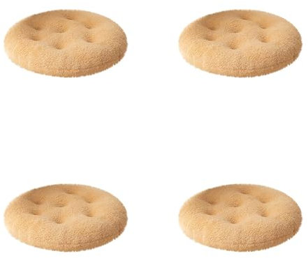 4 Pc Runden Plüsch Stuhlkissen 36x36 cm Sitzkissen Gefüllt, Memory Foam Kissen, Outdoor Gartenstuhlkissen, Garten Sitzpolster Set für Rattanstühle, Outdoor Stuhlauflage, Braun