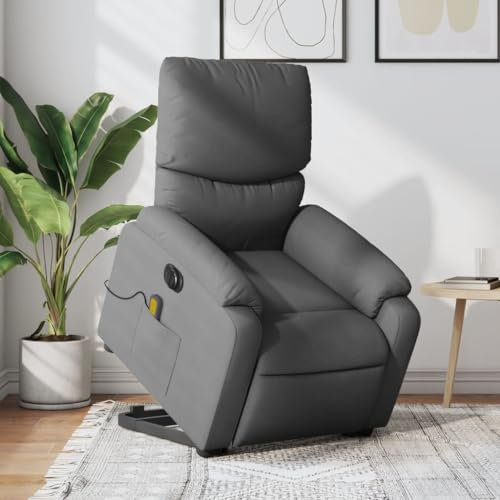 Homgoday Elektrischer Massagesessel mit Aufstehhilfe - Dunkelgrau - Polyester, Metall, Sperrholz - Wohnzimmer oder Home Office Model3204861