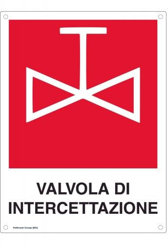 Targa Alluminio Rettangolare - Valvola di intercettazione di spessore mm.0,5, angoli arrotondati, quattro fori Ø mm.3 e biadesivo a retro - Cartelli Soccorso - Segnali Pericolo - Antincendio