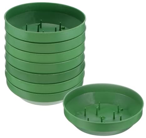M METERXITY 8-Pack Floral Centerpiece Trays, 5.51 Inch Plastic Bowl Flower Arrangement Base for Table/Party/Wedding Decor, Round Flower Foam Holder Box [Green]