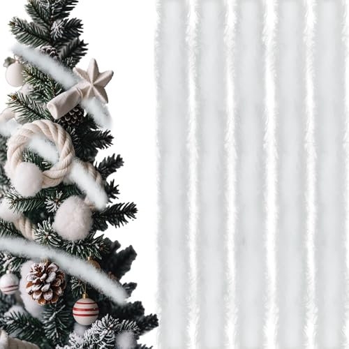 5 Stück x 2 m Weiß Weihnachtsbaum Girlande Federboa Weiß und Leichten Federboa Tannengirlande Weihnachtsdeko für Christbaum Karneval Accessoires