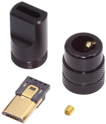 CY Connecteur Micro USB 2.0 Connecteur mâle à 5 broches Type à souder avec coque en alliage d'aluminium Personnalisation noire pour câble de 4,0 mm à 6,0 mm