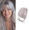 Clip in Pony for Women 9.8 Natürlicher Clip auf Pony Silber graue Luftschlitzhaarclip mit unsichtbarem Netz atmungsaktiven, schlaubaren, schneidbaren Waschbemerchen gefälschten Knalls