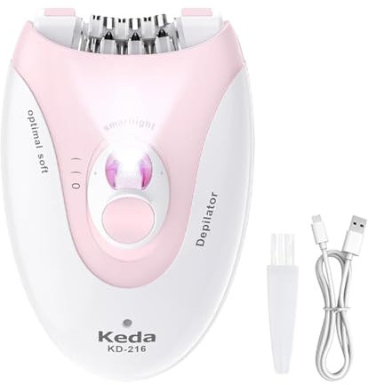 Hahhhha Elektrischer Epilierer für Frauen, Gesicht, Körper, Bikinizone, LED-Licht, 2 Geschwindigkeiten, leicht zu reinigen, kompakt, rosa, inklusive Gesichtsepilierer, Reinigungsbürste, Ladekabel