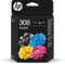 HP 308 Tintenpatronen, Schwarz, 3 Farben, 2 Stück