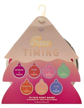 Yes Studio Face Sheet Mask Face Timing Christmas Gift Set for Women, Includes 7 Masks, Stocking Filler Idea