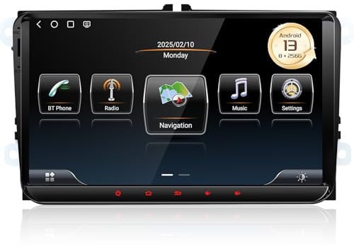 NUOTIAN 9'' Autoradio Android 13 für VW Golf 5 6,T5, Polo 6R, 8-Core 4+64GB für VW Caddy Radio, Passat, CarPlay, Android Auto, Navi, Bluetooth, WiFi, USB, FM, SD, RCA, optional DAB, OBD, TPMS