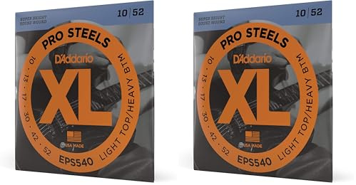D'Addario E Gitarren Saiten | Gitarrensaiten E Gitarre | E Gitarre Saiten | Electric Guitar Strings | EPS540 XL Gitarrensaitensatz Light Top 0,025 cm - 0,13 cm (.010 - .052 Zoll) (Packung mit 2)