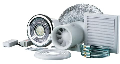 CEW COLCHESTER ELECTRICAL WHOLESALE LTD 4 100mm Bathroom Shower Extractor Fan With Timer & LED Light Kit (Normal 110 m³/hour Fan Kit)