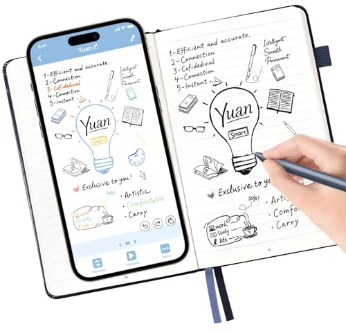 Yuan Smart Writing Set - Cahier numérique avec Un Stylo Intelligent, Carnet connecté, Synchro en Temps réel.Offre en complément 1 carnet Mini et des recharges de Remplacement,Excellent Cadeau de Noël