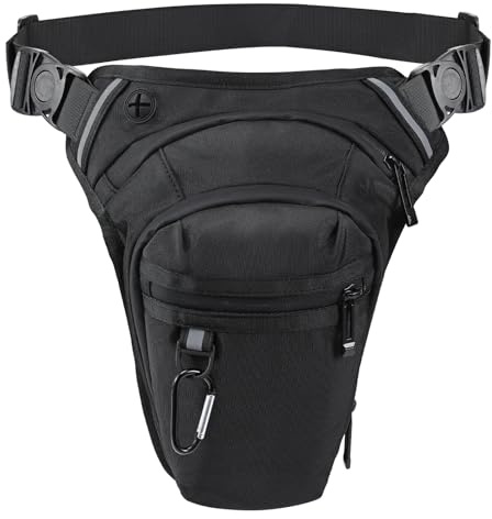 Beintasche, Motorrad-Oberschenkel-Tasche mit Beingurten Spritzwassergeschützte Drop-Leg-Tasche für Männer und Frauen Reflektierende Streifen Hüft-Beintasche für Radfahren Wandern Camping Sportzubehör