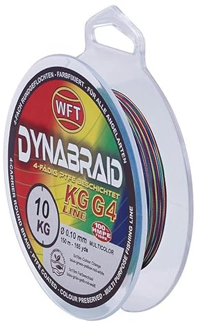 WFT Round Dynabraid G4 Multicolor Geflochtene Angelschnur, 4-Fach UHMPE-Fasern, 600m Länge, 0,16-0,35mm Durchmesser, Mehrfarbig mit Farbwechselsystem, 16kg-35kg Tragkraft (0,30mm - 30kg)