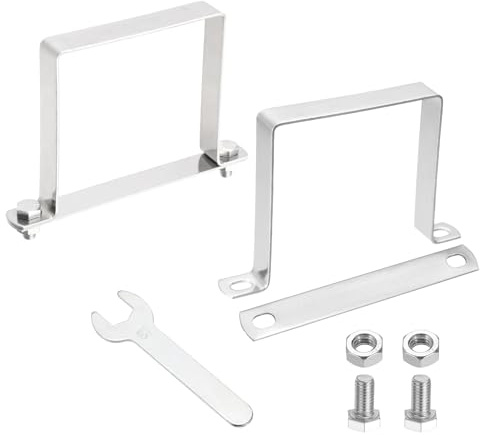 sourcing map Lot de 2 colliers de serrage carrés en forme de U, 100 x 100 mm, support en forme de U en acier inoxydable 304 avec plaque de boulon, écrous et clé pour tuyaux, porte, barre fermée