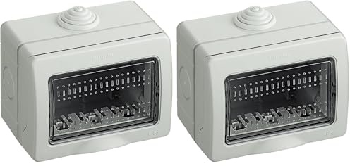 BTicino S25503E Custodia Idrobox IP55, Grigio, 3 Moduli, Bianco (Confezione da 2)