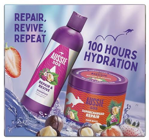 Aussie SOS Repair Geschenkset | Shampoo & Haarmaske für Geschädigtes Haar, Weiches, Glattes und Hydriertes Haar