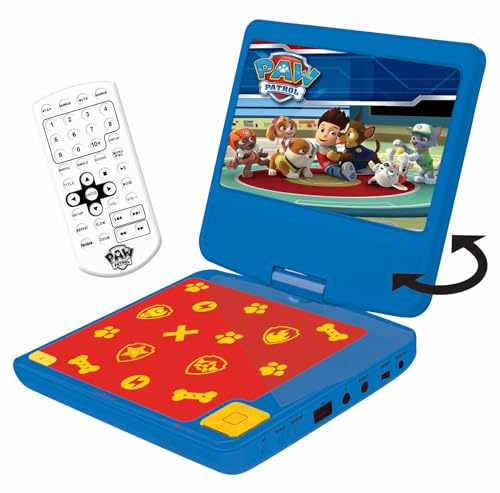 Lexibook, Pat' Patrouille Lecteur DVD Portable, DVDP6PALXB | LCD 7 pouces, enceintes, Batterie rechargeable