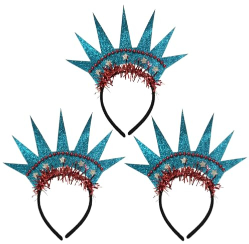 SEWACC 3 Stück Liberty Kopfschmuck aus Leichtem Material mit Statue und Krone Party Haarreifen für Frisuren zum Unabhängigkeitstag und Fotodeko