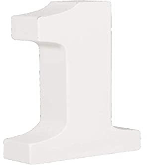 Rayher 62701000 MDF- Zahl 1, weiß, 11 cm, Stärke 2 cm, 3D-Zahl Holz, Holz-Zahl