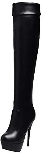 Smilice Stivali alti al ginocchio da donna con tacco a spillo, Nero , 41 EU