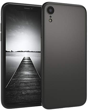 EAZY CASE Handyhülle Silikon mit Kameraschutz kompatibel mit iPhone XR in Schwarz matt, Ultra dünn, Slimcover, Silikonhülle, Hülle, Softcase, Backcover