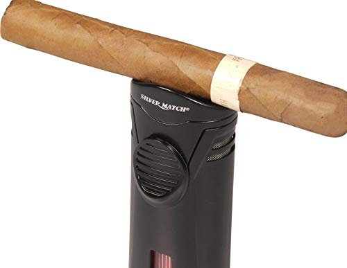 Lifestyle-Ambiente Silver Match Jet-Cigarren-Feuerzeug Debden mit Cigarrenablage