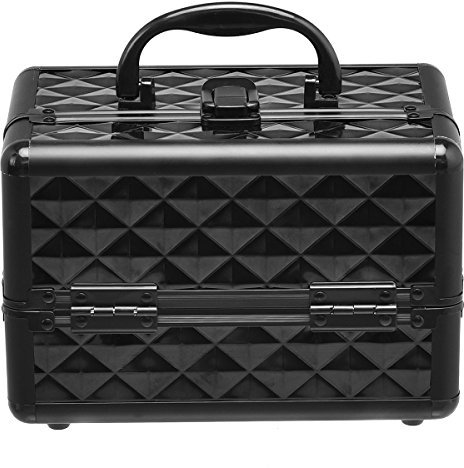 DREAMADE Kosmetikkoffer Mini, Schminkkoffer Make-up Multikoffer, Beauty Case, Make-up Box Kosmetikkasten ausklappbar, Kosmetikkoffer mit Spiegel, Kosmetiktasche tragbar (Schwarz)