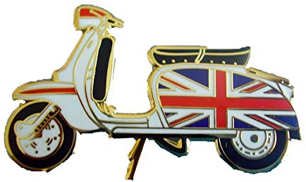 Lambretta Scooter SX Union Jack Enamel Pin Badge Gold