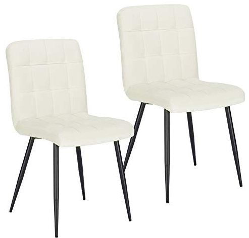 Lestarain Esszimmerstühle 2er Set Küchenstuhl Polsterstuhl Wohnzimmerstuhl Samtstuhl Sessel mit Rückenlehne, Metallbeine, Sitzfläche aus Samt, Creme