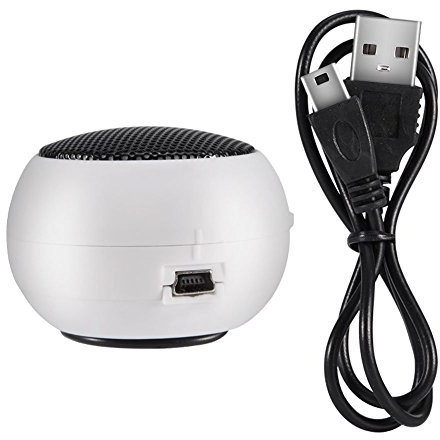 Mini Altavoz portátil retráctil único Subwoofer de música para Viajes al Aire Libre, con Cable de Audio de 3.5 mm, para Tableta MP3 MP4 MP5 Teléfonos móviles Computadoras(Blanco)