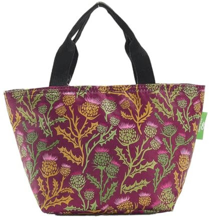 ECO CHIC leichte faltbare Lunchtasche | Wasserabweisende, isolierte Kühltasche für Arbeit/Picknicks/Wandern/Camping-Grillabende (Distel Lila)