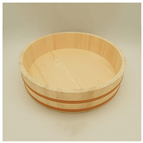 KELUNIS 12 Sizes Large Wooden Hangiri Sushi Oke Rice Mixing Bowl/Tub with Copper Bands for Sushi Restaurant,72cm/28.3in