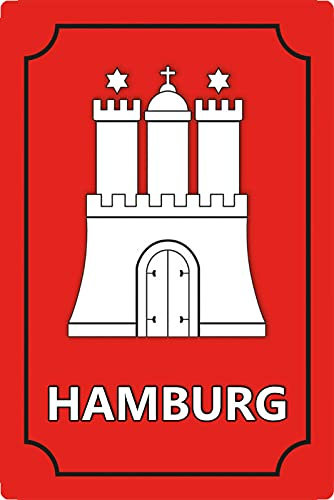 Metall Schild 20x30cm Hamburg Wappen Stadtwappen Metall Blechschild